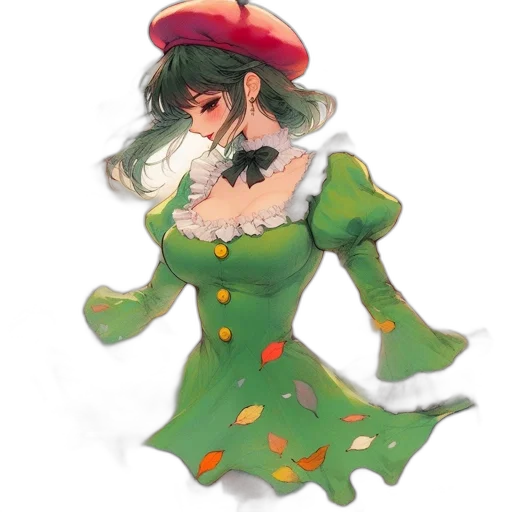 dress, hat, concept art, watercolor transparent PNG cut-out
