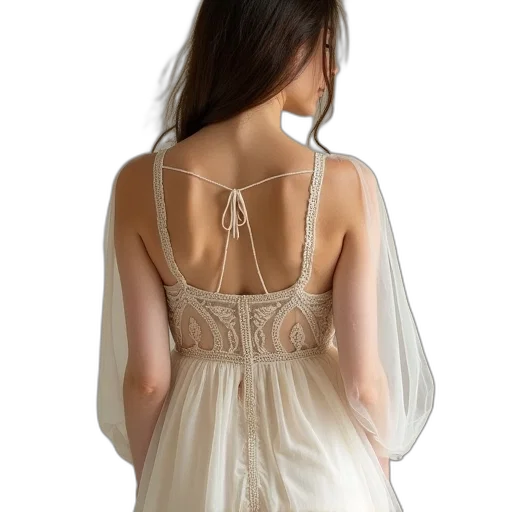 dress, jewelry, photorealistic, cream transparent PNG cut-out