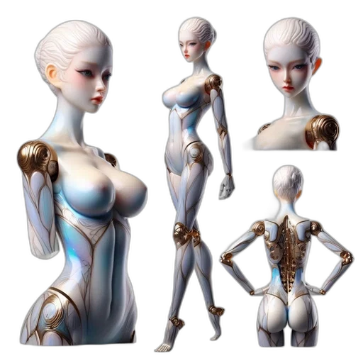 robot, concept art, 3d render, cyberpunk transparent PNG cut-out