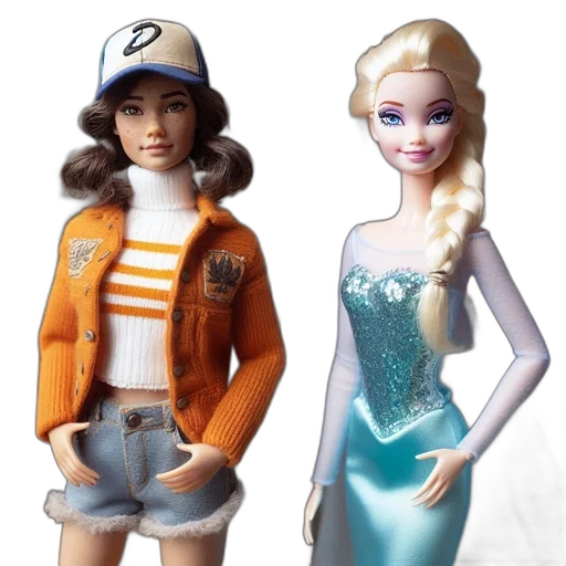 3d render, concept art, two, dolls transparent PNG cut-out
