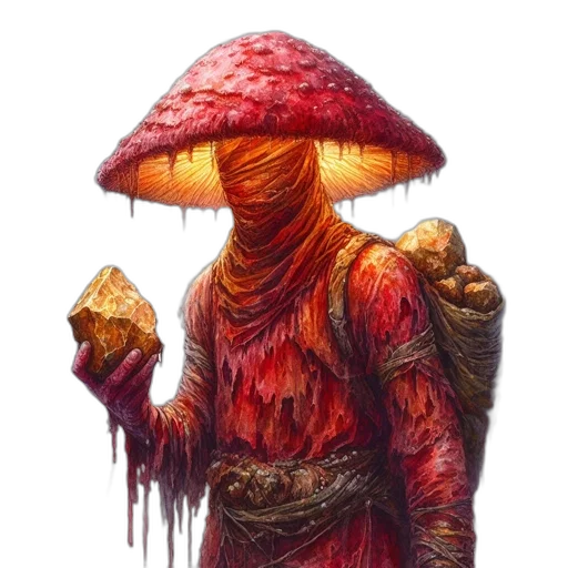 umbrella, hat, staff, creature transparent PNG cut-out