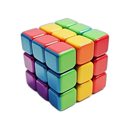 3d render, colorful, neon, rubik transparent PNG cut-out