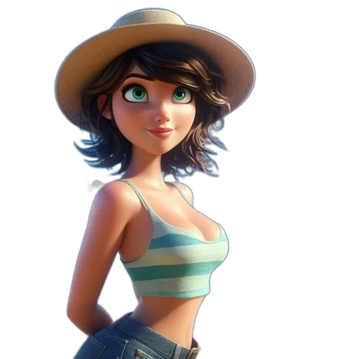 hat, dress, face, staff transparent PNG cut-out