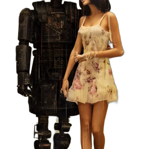 robot, dress, concept art, 3d render transparent PNG cut-out