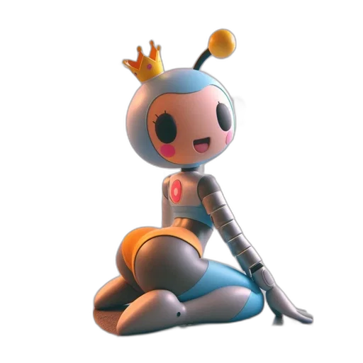 robot, crown, staff, creature transparent PNG cut-out