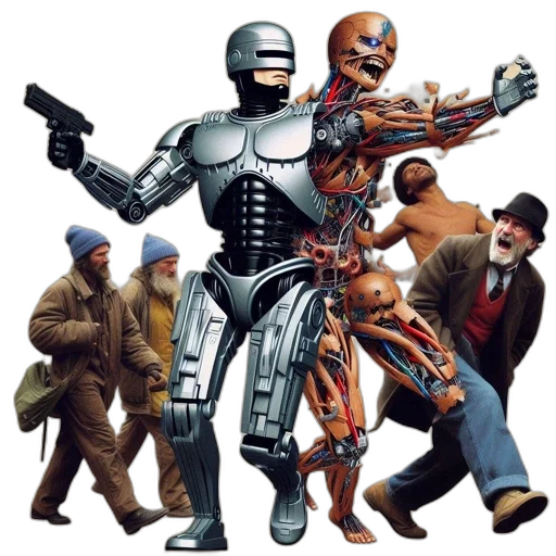 robot, concept art, comic book art, cyberpunk transparent PNG cut-out