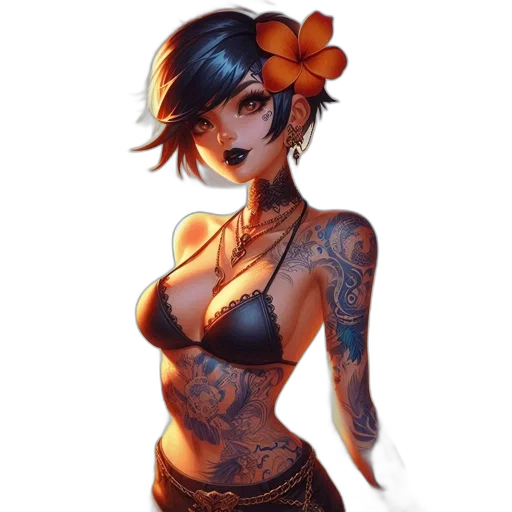 dress, flower, jewelry, face transparent PNG cut-out
