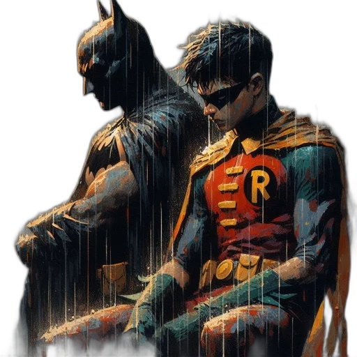 comic book art, concept art, batman, robin transparent PNG cut-out
