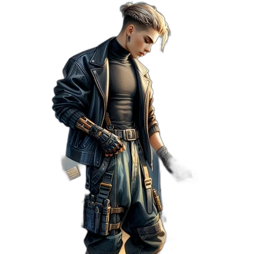 jacket, weapon, staff, concept art transparent PNG cut-out