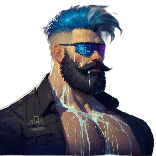 hair, jacket, face, staff transparent PNG cut-out