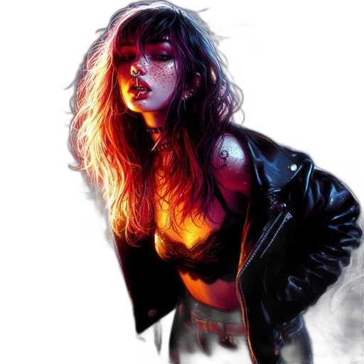 jacket, photorealistic, cyberpunk, comic book art transparent PNG cut-out