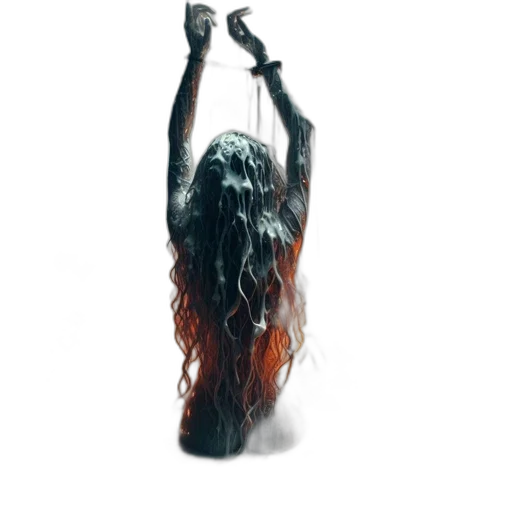 hair, dress, staff, concept art transparent PNG cut-out