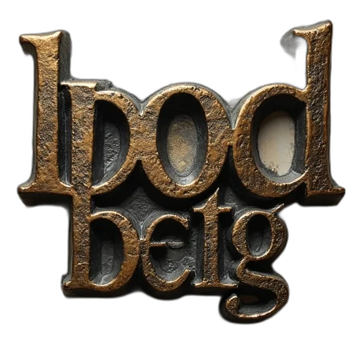 3d render, word, print, vintage transparent PNG cut-out
