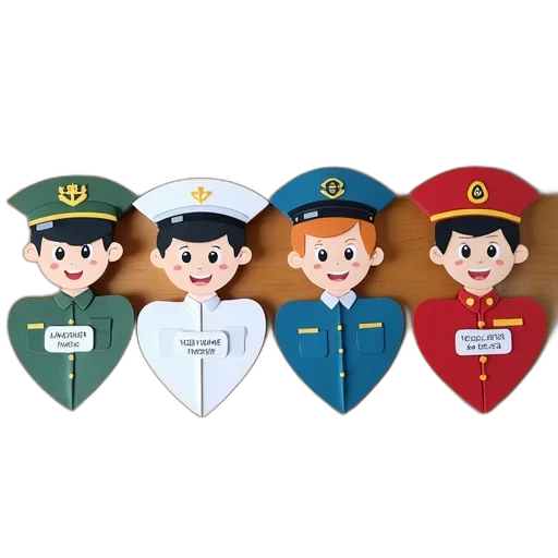 staff, cartoon, set, four transparent PNG cut-out