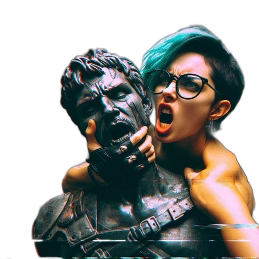 face, vaporwave, cyberpunk, 3d render transparent PNG cut-out
