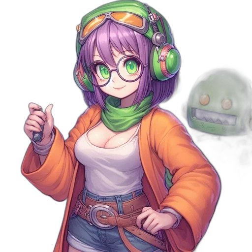 jacket, robot, staff, weapon transparent PNG cut-out