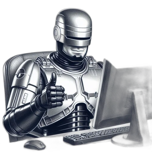 robot, staff, cyberpunk, concept art transparent PNG cut-out