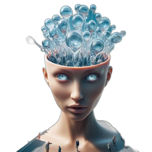 crown, robot, hair, face transparent PNG cut-out