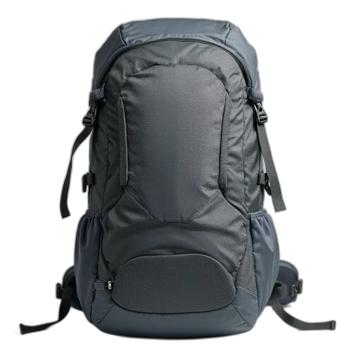 jacket, hiking, backpack, grey transparent PNG cut-out