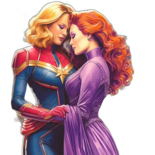 comic book art, concept art, cartoon, two transparent PNG cut-out