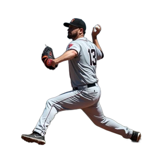 photorealistic, baseball, player, grey transparent PNG cut-out