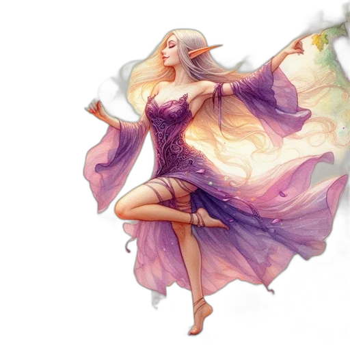 dress, fantasy art, concept art, watercolor transparent PNG cut-out