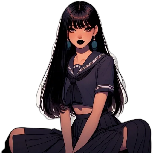 dress, hair, staff, creature transparent PNG cut-out