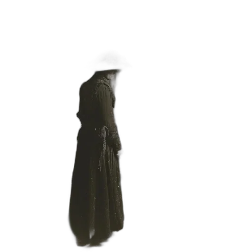 dress, jacket, hat, staff transparent PNG cut-out