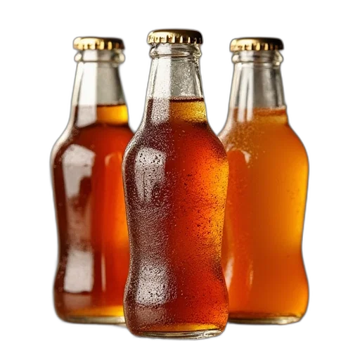 bottle, food, 3d render, golden transparent PNG cut-out