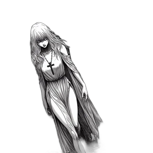 dress, creature, hair, robot transparent PNG cut-out