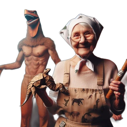 concept art, two, characters, interact transparent PNG cut-out