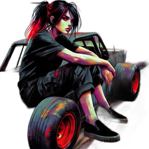 car, cyberpunk, concept art, comic book art transparent PNG cut-out