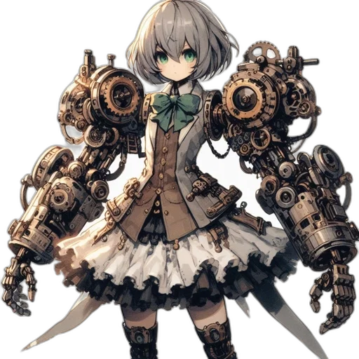robot, weapon, staff, dress transparent PNG cut-out