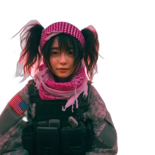 jacket, weapon, face, hair transparent PNG cut-out