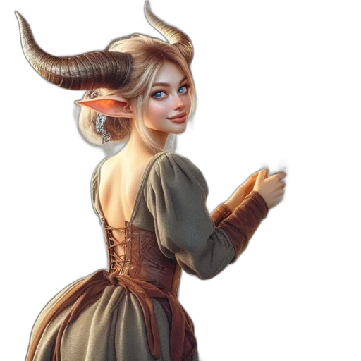 dress, dragon, staff, face transparent PNG cut-out