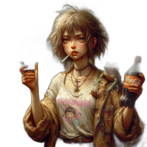 jacket, face, weapon, bottle transparent PNG cut-out