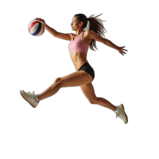 woman, volleyball, player, leaping transparent PNG cut-out