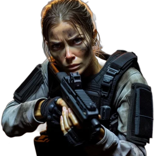 weapon, face, concept art, photorealistic transparent PNG cut-out