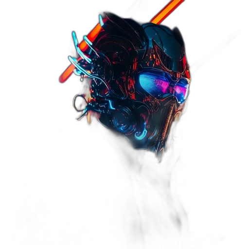 robot, mask, crown, weapon transparent PNG cut-out