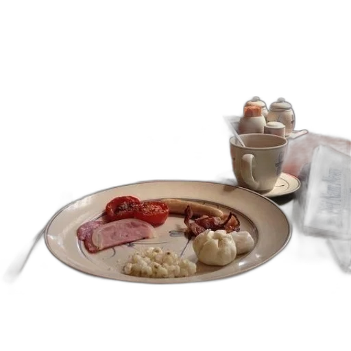 food, plate, ham, bacon transparent PNG cut-out