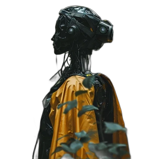 robot, jacket, dress, face transparent PNG cut-out