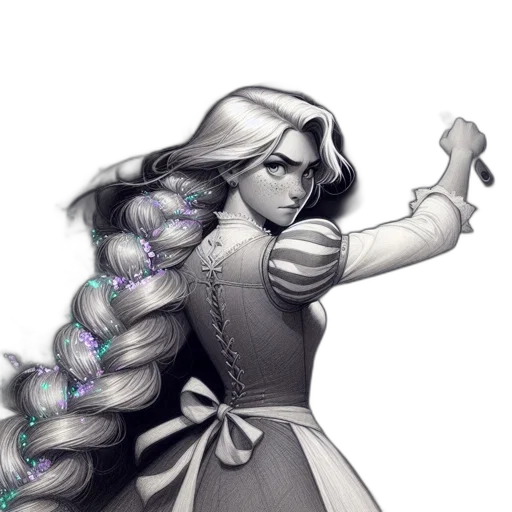 staff, dress, hair, jewelry transparent PNG cut-out