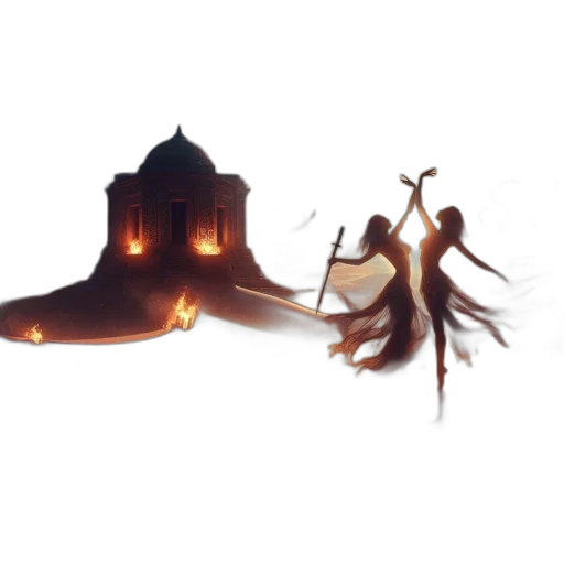 staff, dragon, mask, dress transparent PNG cut-out
