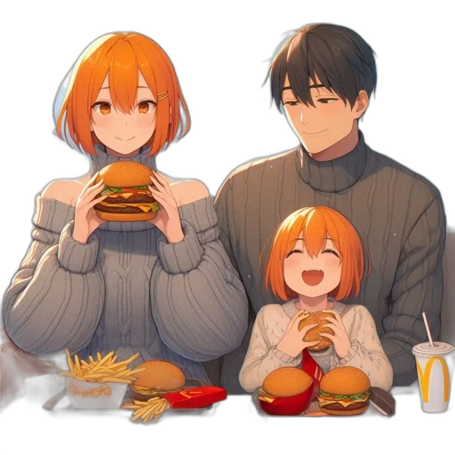 food, pixel art, anime, watercolor transparent PNG cut-out