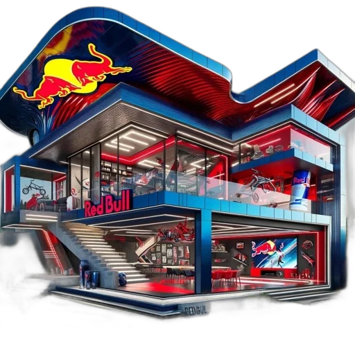 building, concept art, 3d render, red transparent PNG cut-out