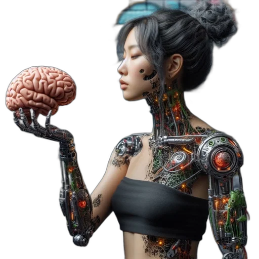 robot, cyberpunk, concept art, 3d render transparent PNG cut-out