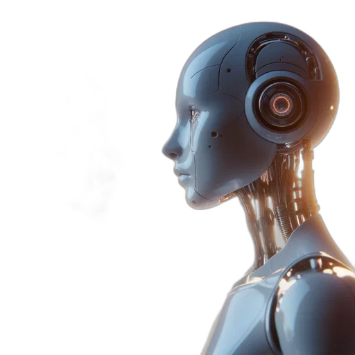robot, 3d render, cyberpunk, metallic transparent PNG cut-out