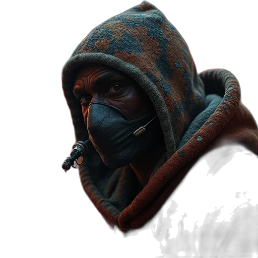mask, face, jacket, staff transparent PNG cut-out