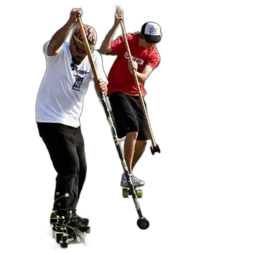 two, men, skateboarding, paved transparent PNG cut-out