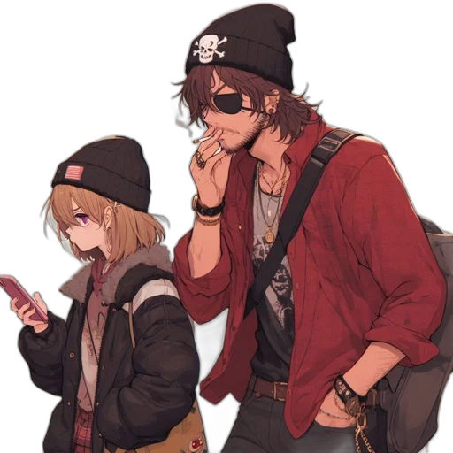 jacket, hat, weapon, anime transparent PNG cut-out